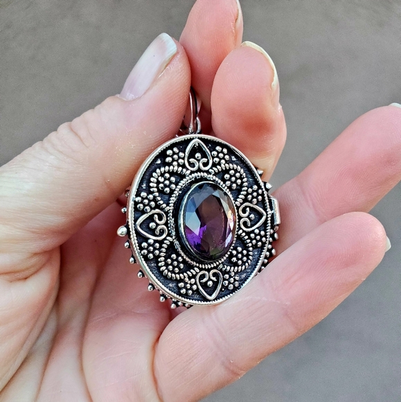 New Huge Amethyst 925 Silver Poison Pendant. - Picture 12 of 16